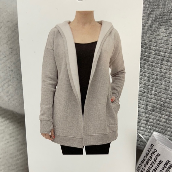 NWT Active Life Heathered gray open front hooded sweatshirt - Picture 2 of 6